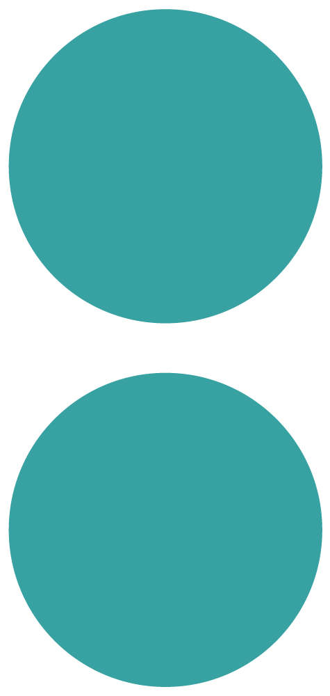 Zwei ausgefüllte Kreise in türkis, übereinander platziert auf transparentem Hintergrund